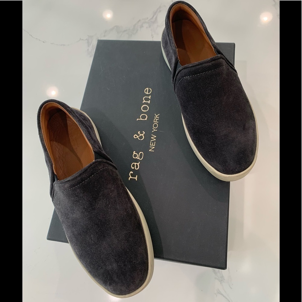 RAG & BONE Kent Slip-on sneaker charcoal grey suede sz 35 or 5 EUC